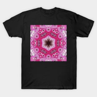 A pink snowflake-like kaleidoscope T-Shirt